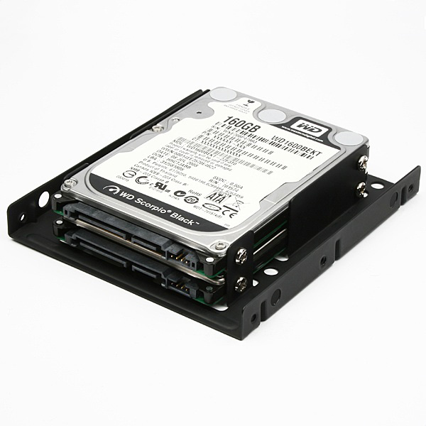 Obrázek AXAGON RHD-225, kovový rámeček pro 2x 2.5" HDD/SSD do 3.5" pozice, montáž ventilátoru