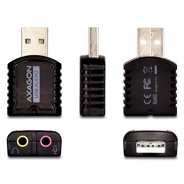 Obrázek AXAGON ADA-10, USB 2.0 - externí zvuková karta MINI, 48kHz/16-bit stereo, vstup USB-A