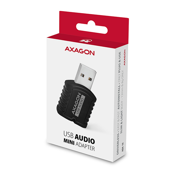 Obrázek AXAGON ADA-10, USB 2.0 - externí zvuková karta MINI, 48kHz/16-bit stereo, vstup USB-A