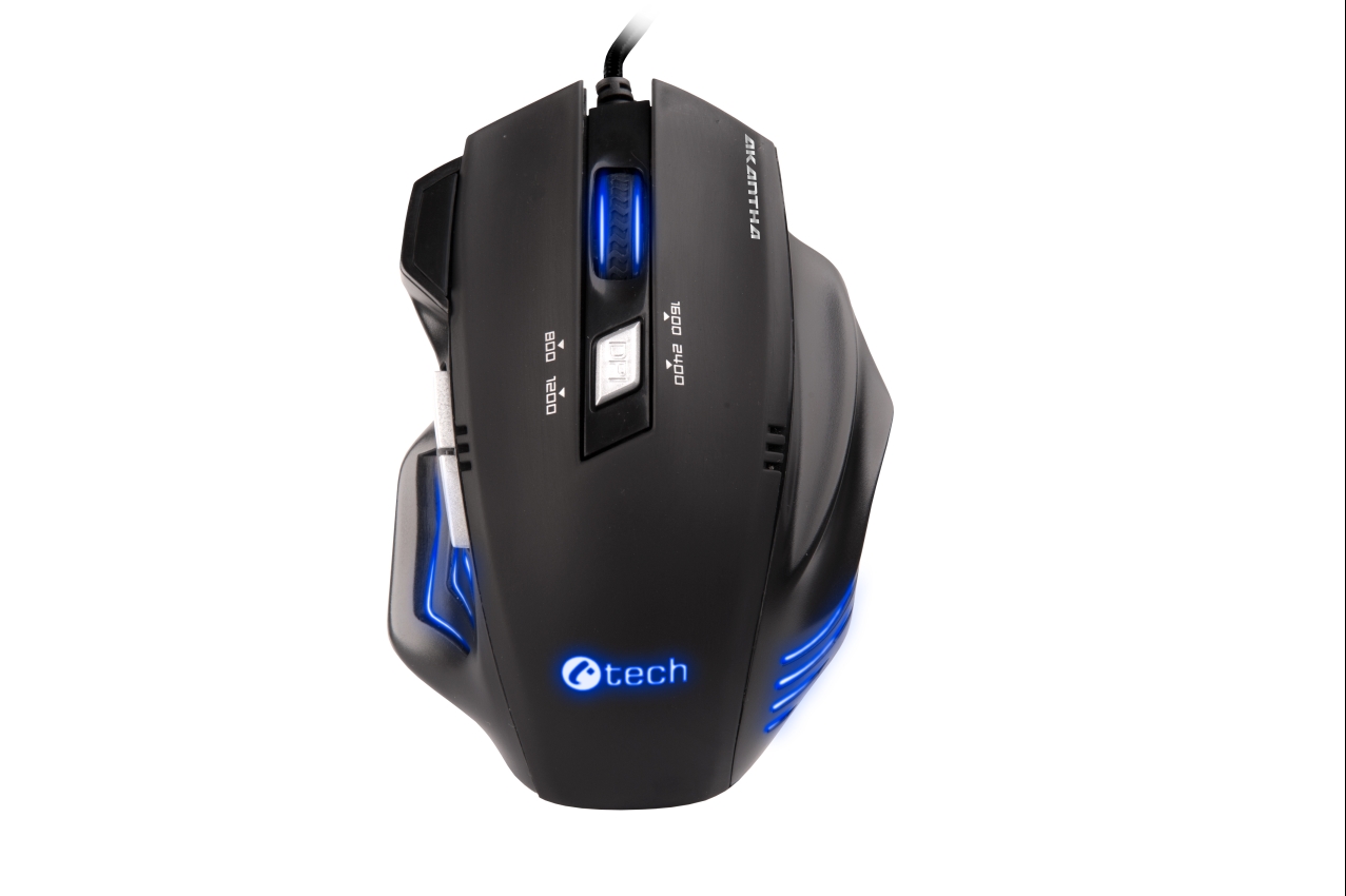 Obrázek C-TECH Akantha/Herní/Optická/Pro praváky/2 400 DPI/Drátová USB/Modrá