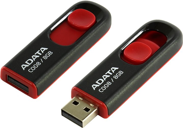 Obrázek ADATA C008/8GB/USB 2.0/USB-A/Červená