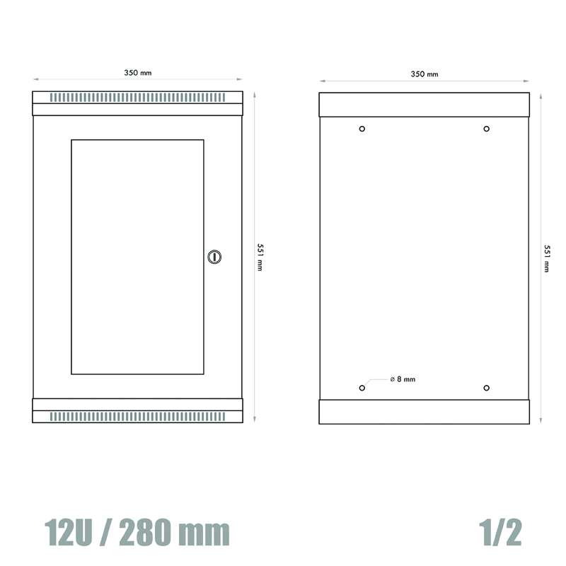 Obrázek 10" rack jednodílný 12U/280 DATACOM šedý Skl.dv.