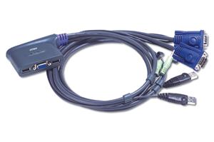 Obrázek Aten 2-port KVM USB mini, 1,8 m kabely audio,
