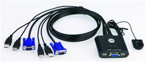 Obrázek Aten 2-port KVM USB mini, 1m kabely, DO