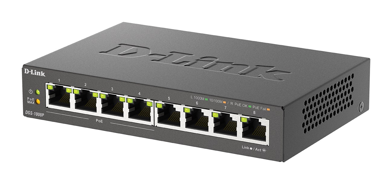 Obrázek D-Link DGS-1008P 8x 1000 Desktop Switch,4PoE port