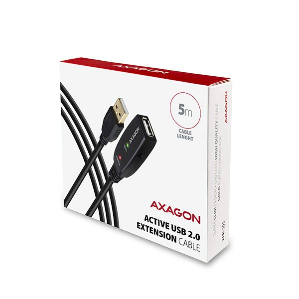 Obrázek AXAGON ADR-205, USB 2.0 A-M -> A-F aktivní prodlužovací / repeater kabel, 5m