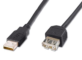 Obrázek PremiumCord USB 2.0 kabel prodlužovací, A-A, 0,5m, černý
