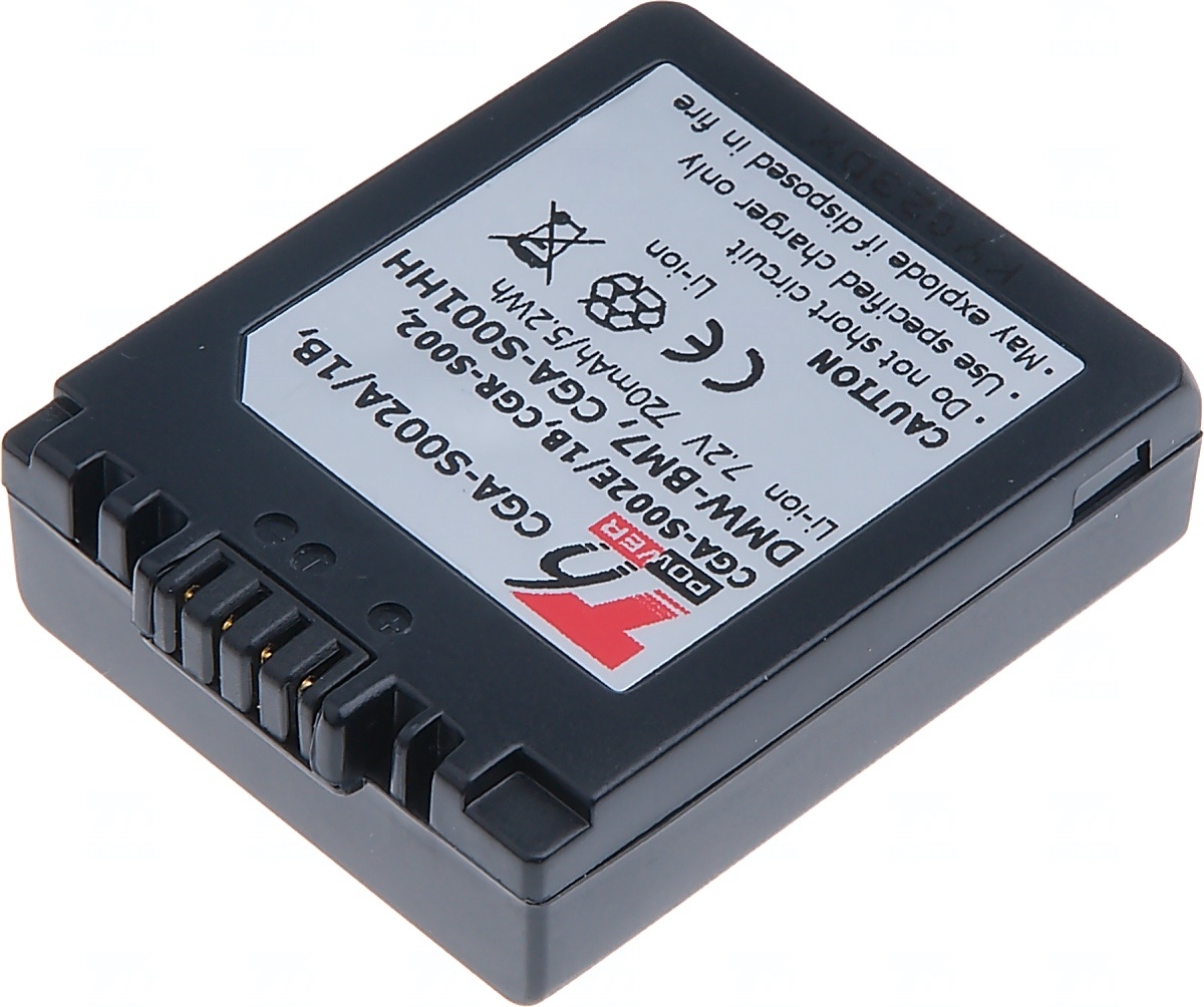Obrázek Baterie T6 Power Panasonic DMW-BM7, CGA-S002E, CGA-S002, 720mAh, 5,2Wh
