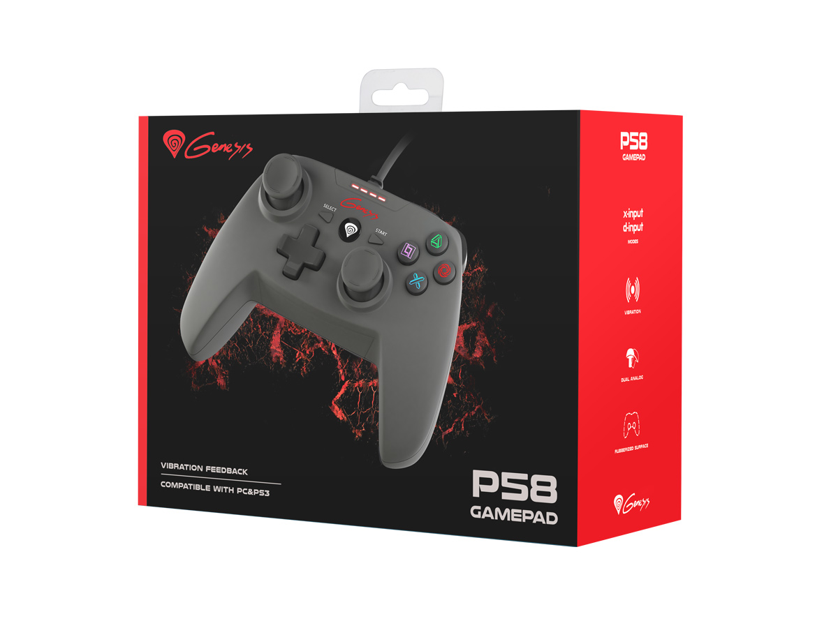 Obrázek Drátový gamepad Genesis P58, pro PS3/PC, vibrace