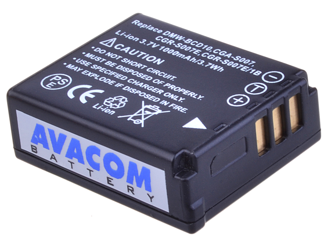 Obrázek Baterie AVACOM Panasonic CGA-S007 Li-ion 3.7V 1000