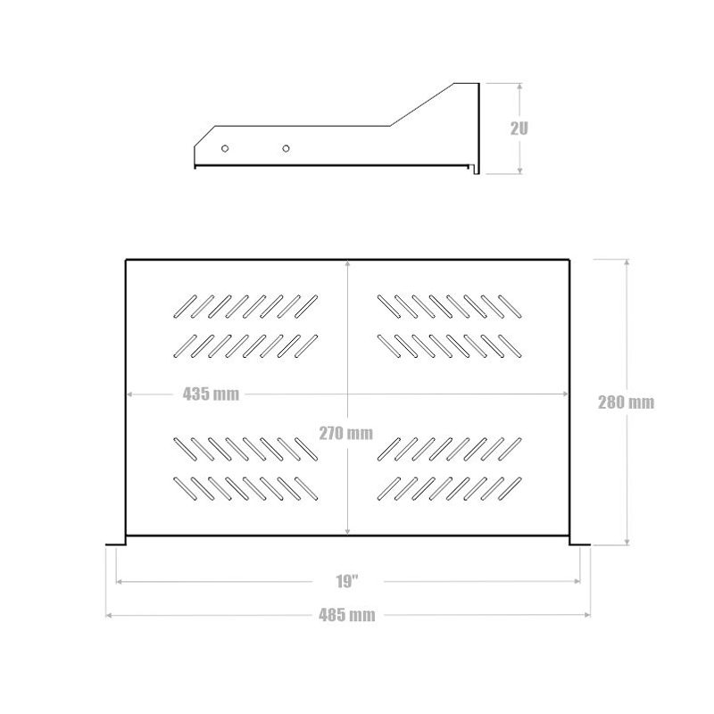 Obrázek 19" Police s perforací 2U 280mm