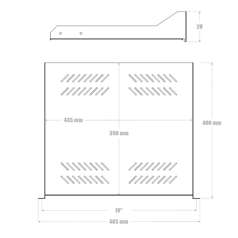 Obrázek 19" Police s perforací 2U 400mm