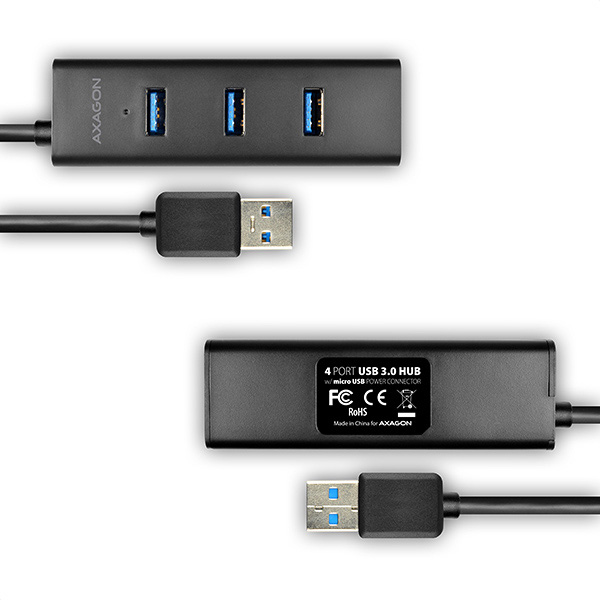 Obrázek AXAGON HUE-S2B, 4x USB 3.0 CHARGING hub, micro USB nap. konektor, kabel USB-A 30cm