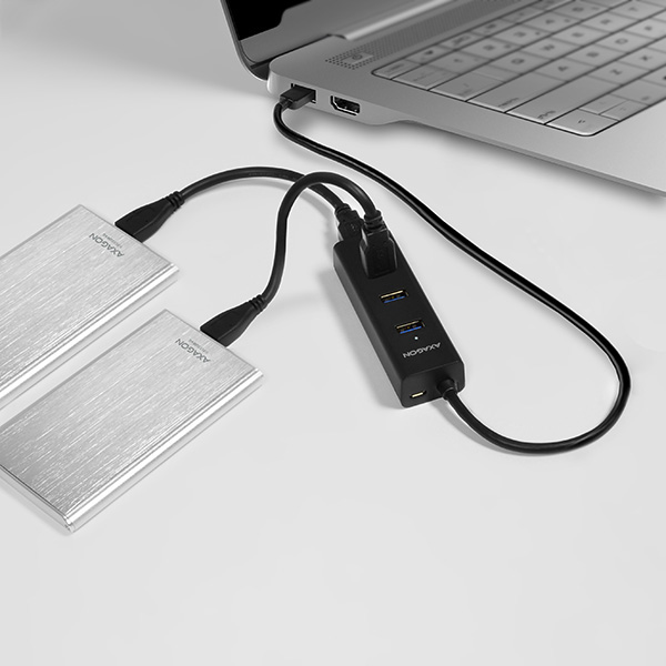 Obrázek AXAGON HUE-S2B, 4x USB 3.0 CHARGING hub, micro USB nap. konektor, kabel USB-A 30cm