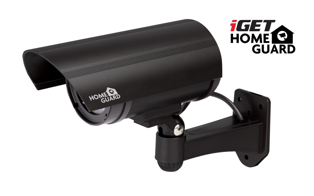 Obrázek iGET HGDOA5666 - atrapa/maketa bezpečnostní CCTV kamery, blikající črv. LED,4x nálepka CCTV varování