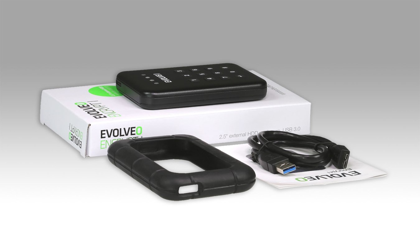 EVOLVEO 2.5'' Encrypt 1, externí rámeček na HDD, USB 3.0