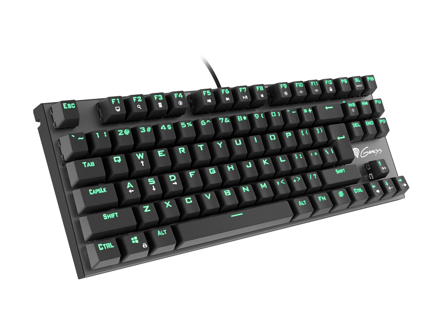 Obrázek Genesis herní mechanická klávesnice THOR 300/Green light/Outemu Blue/Drátová USB/US layout/Černá