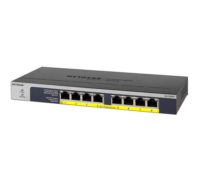 Obrázek NETGEAR 8-port 10/100/1000Mbps Gigabit Ethernet, Flexible PoE, GS108PP