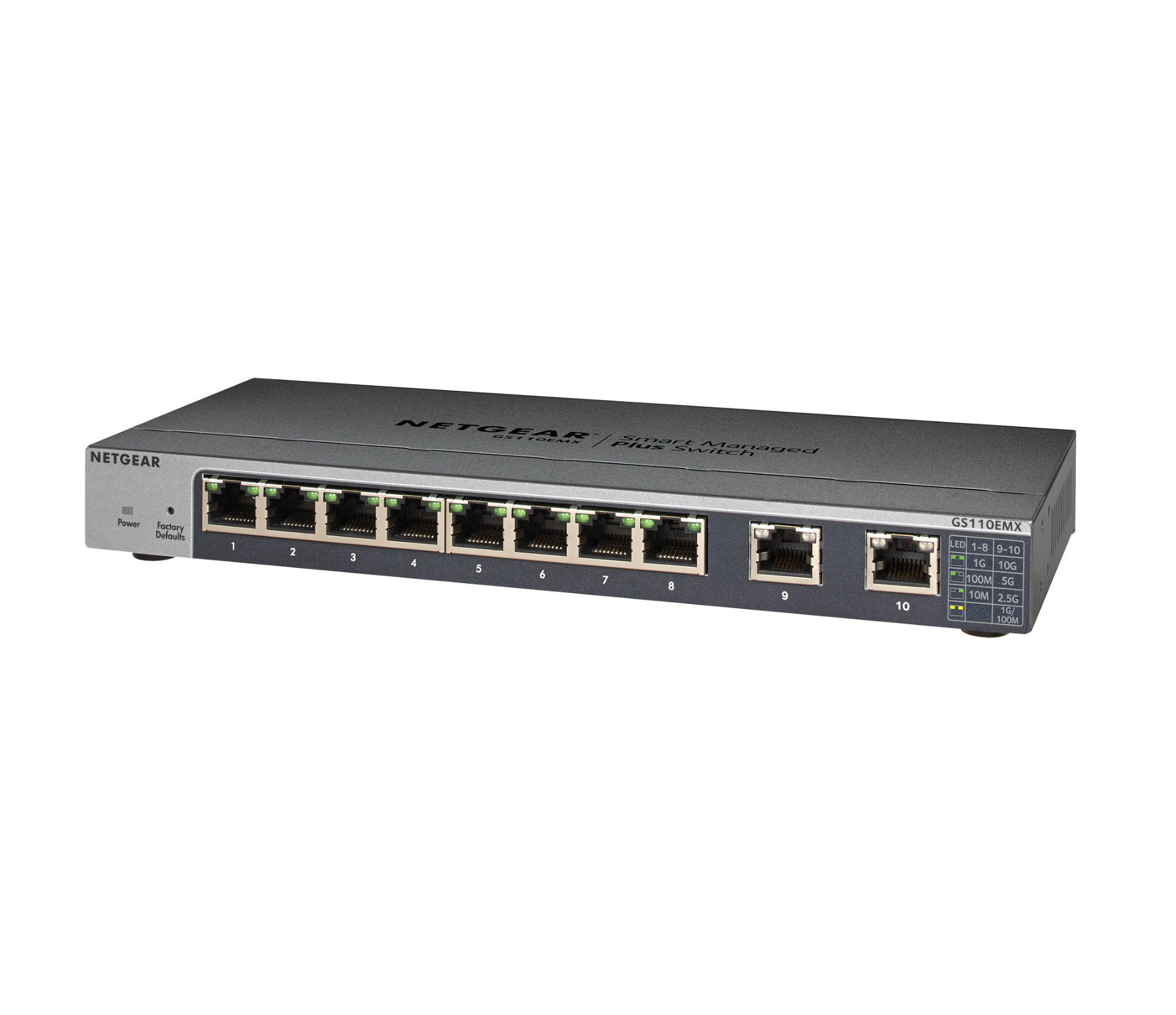 Obrázek NETGEAR 8-port Gigabit Switch with 10-Gigabit/Multi-Gigabit Uplinks, GS110EMX