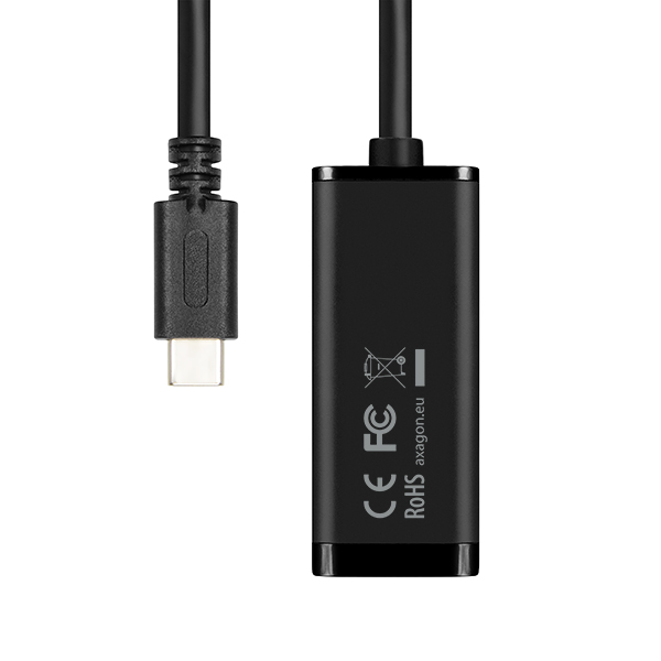 Obrázek AXAGON ADE-SRC, USB-C 3.2 Gen 1 - Gigabit Ethernet síťová karta, auto instal, černá
