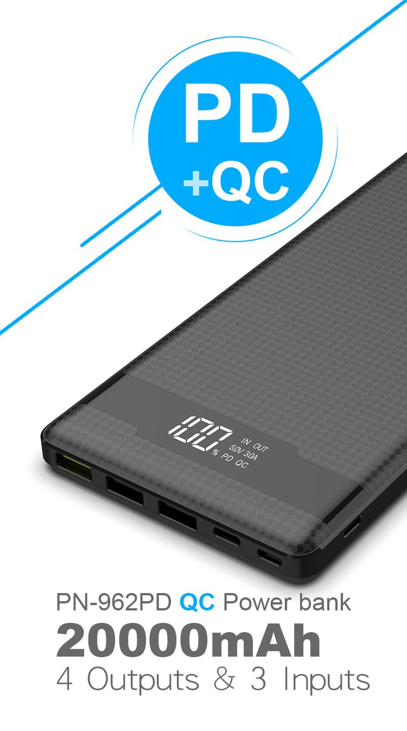 Obrázek VIKING POWER BANK PN-962PD QC3.0 20000mah, QUICK CHARGE 3.0, Černá