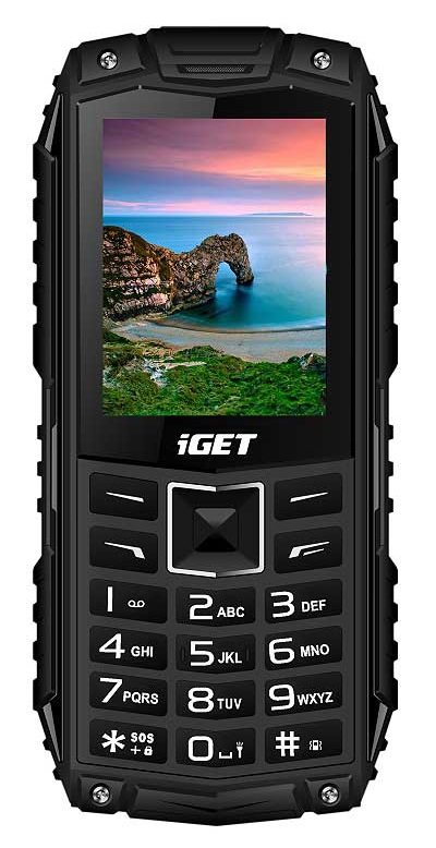 Obrázek iGET Defender D10 Black - odolný telefon IP68, DualSIM, 2500 mAh, BT, powerbanka, svítilna, FM, MP3