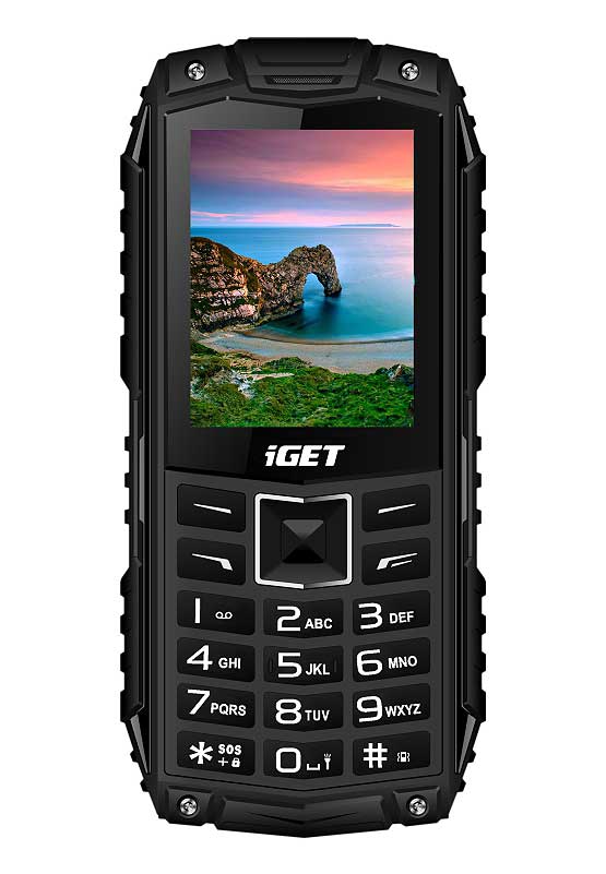 Obrázek iGET Defender D10 Black - odolný telefon IP68, DualSIM, 2500 mAh, BT, powerbanka, svítilna, FM, MP3