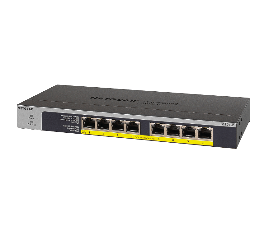Obrázek NETGEAR 8-port 10/100/1000Mbps Gigabit Ethernet, Flexible PoE, GS108LP