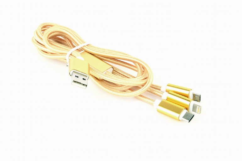 Obrázek GEMBIRD USB 3-in-1 charging cable, gold, 1 m