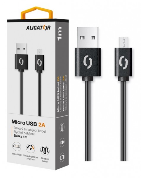 Obrázek ALIGATOR Datový kabel 2A, Micro USB černý