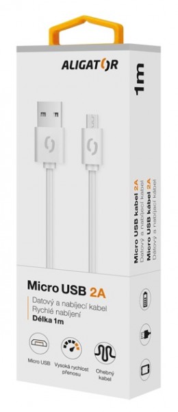 Obrázek ALIGATOR Datový kabel 2A, Micro USB bílý