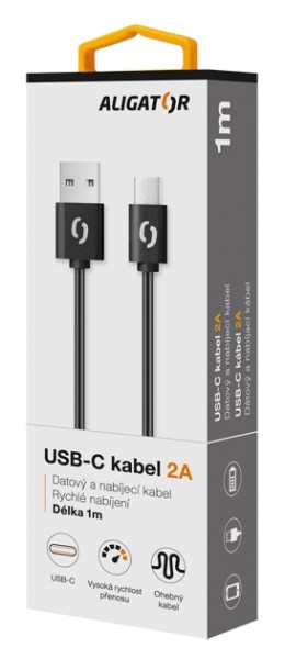 Obrázek ALIGATOR Datový kabel 2A, USB-C černý