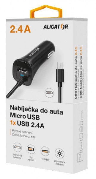 Obrázek Aligator nab. do auta 2xUSB výstupem 2,4A, černá