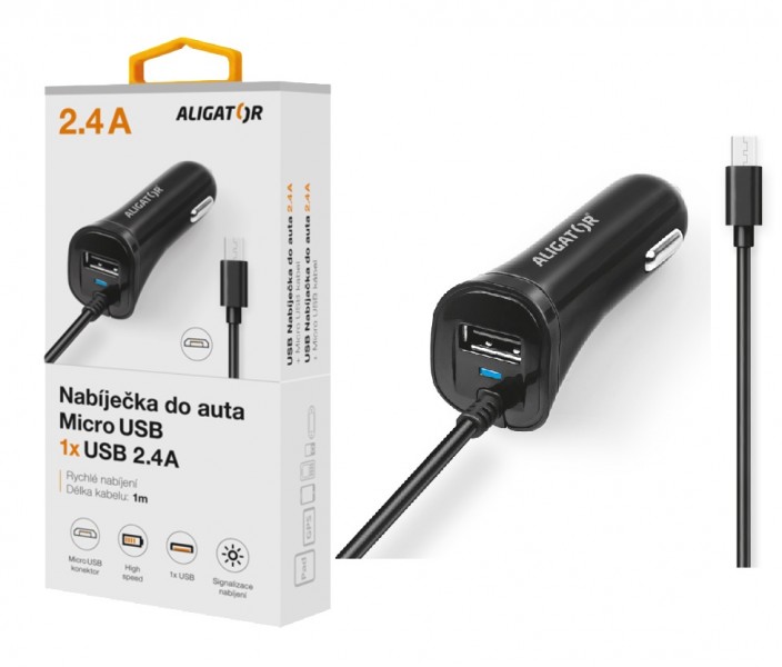 Obrázek Aligator nab. do auta 2xUSB výstupem 2,4A, černá