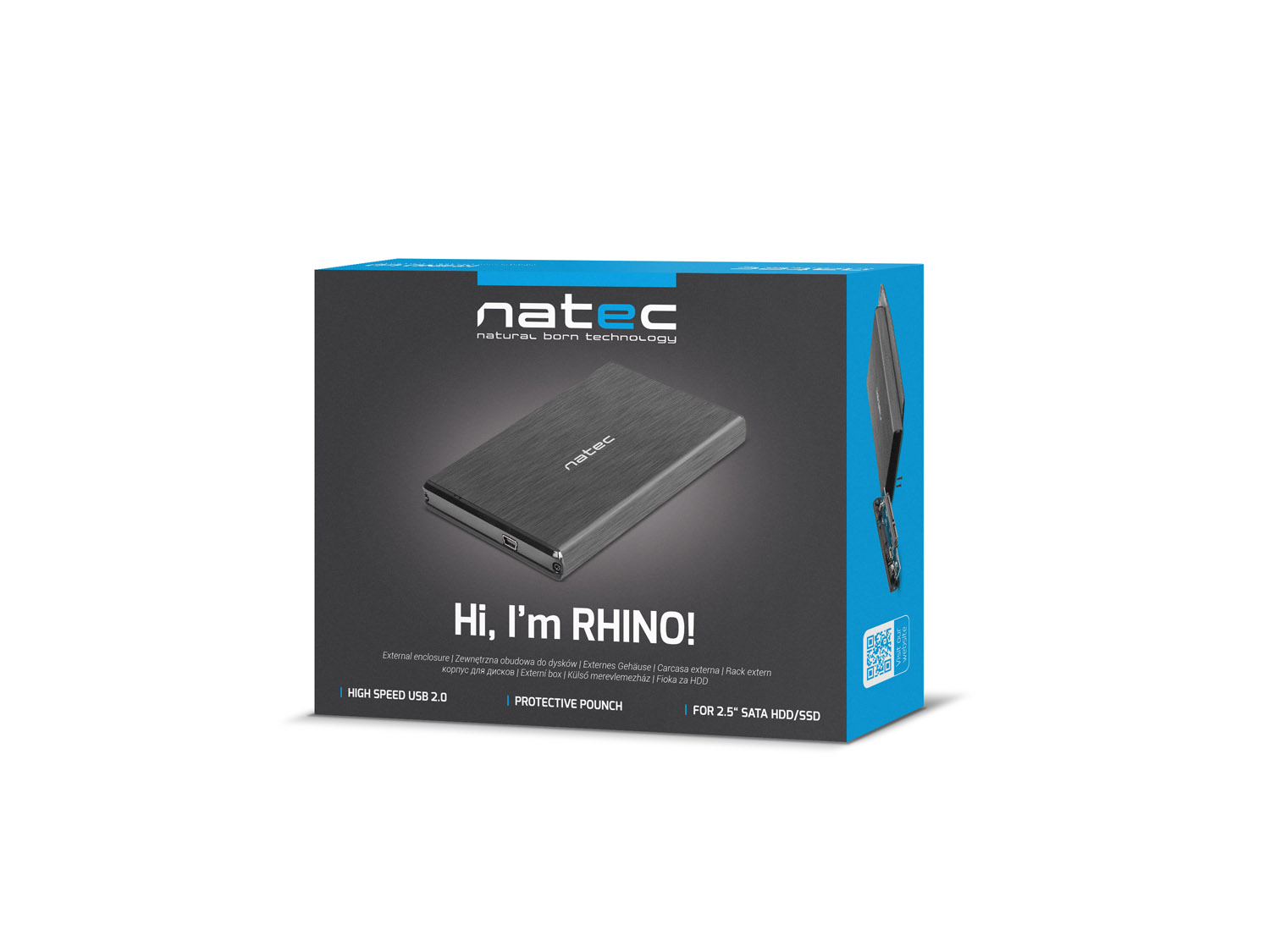 Obrázek Externí box pro HDD 2,5" USB 2.0 Natec Rhino, černý