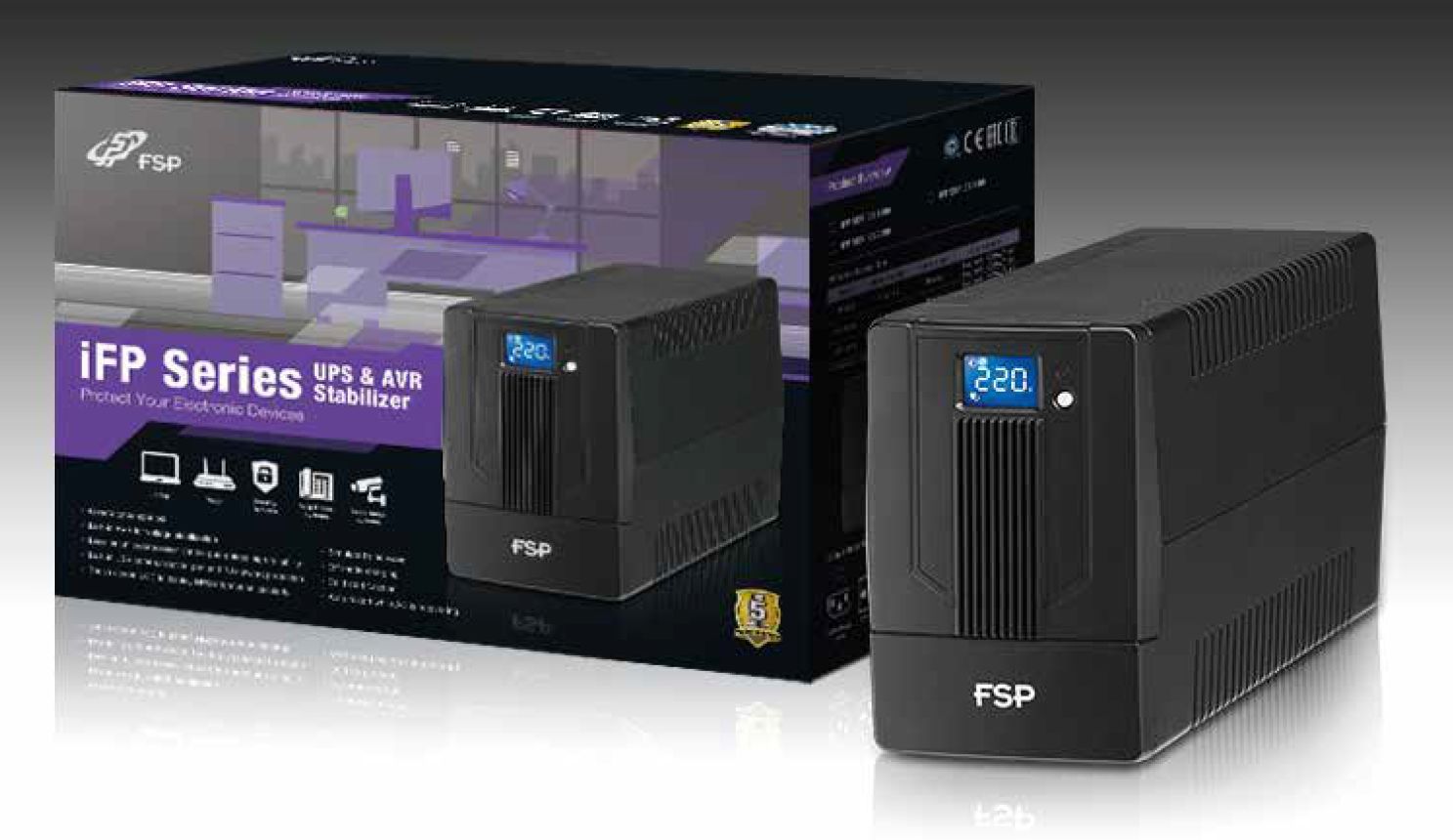 Obrázek FSP UPS iFP 1000, 1000 VA / 600W, LCD, line interactive