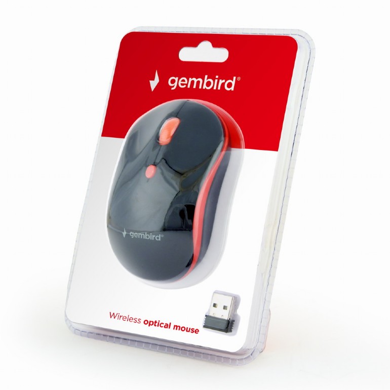 Obrázek Gembird MUSW-4B-03-R/Cestovní/Optická/1 600 DPI/Bezdrátová USB/Černá-červená