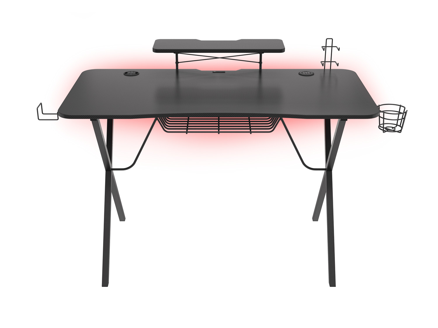 Obrázek Genesis Holm 300 RGB - herní stůl s RGB podsvícením, 3xUSB 3.0, bezdrátová nabíječka mobilů
