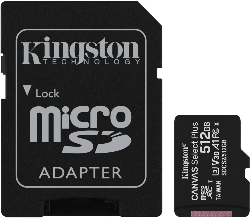 Obrázek Kingston CANVAS SELECT PLUS/micro SDXC/512GB/100MBps/UHS-I U3 / Class 10/+ Adaptér