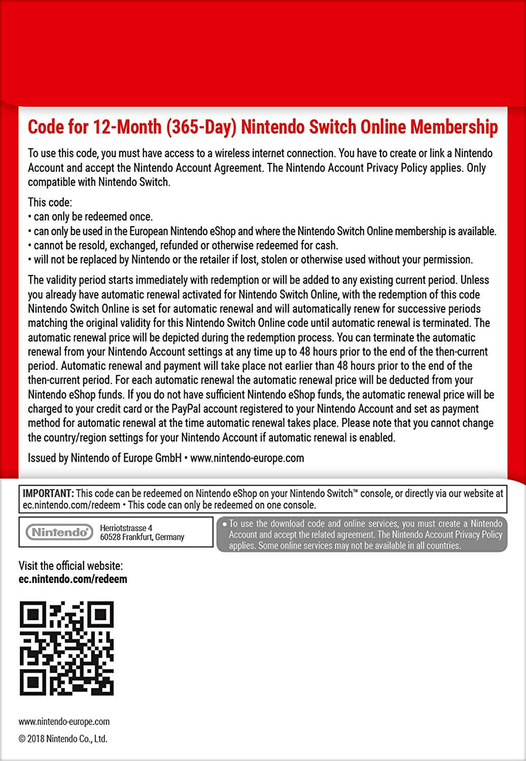 Obrázek ESD 365 Dní Switch Online Membership Individual