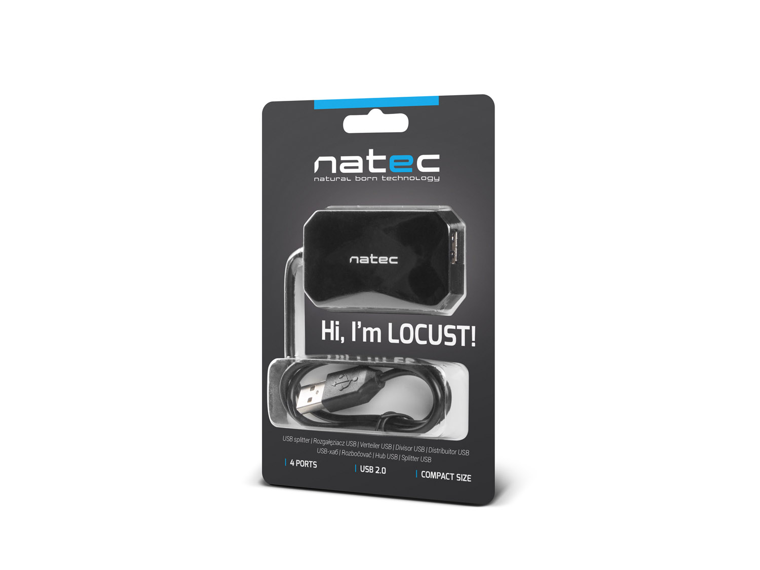 Obrázek Natec Locust rozbočovač 4x USB 2.0 HUB, černý