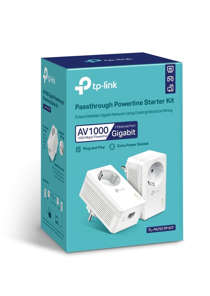 Obrázek TP-Link TL-PA7017P KIT AV1000 Gb průchozí Powerline sada (2ks)