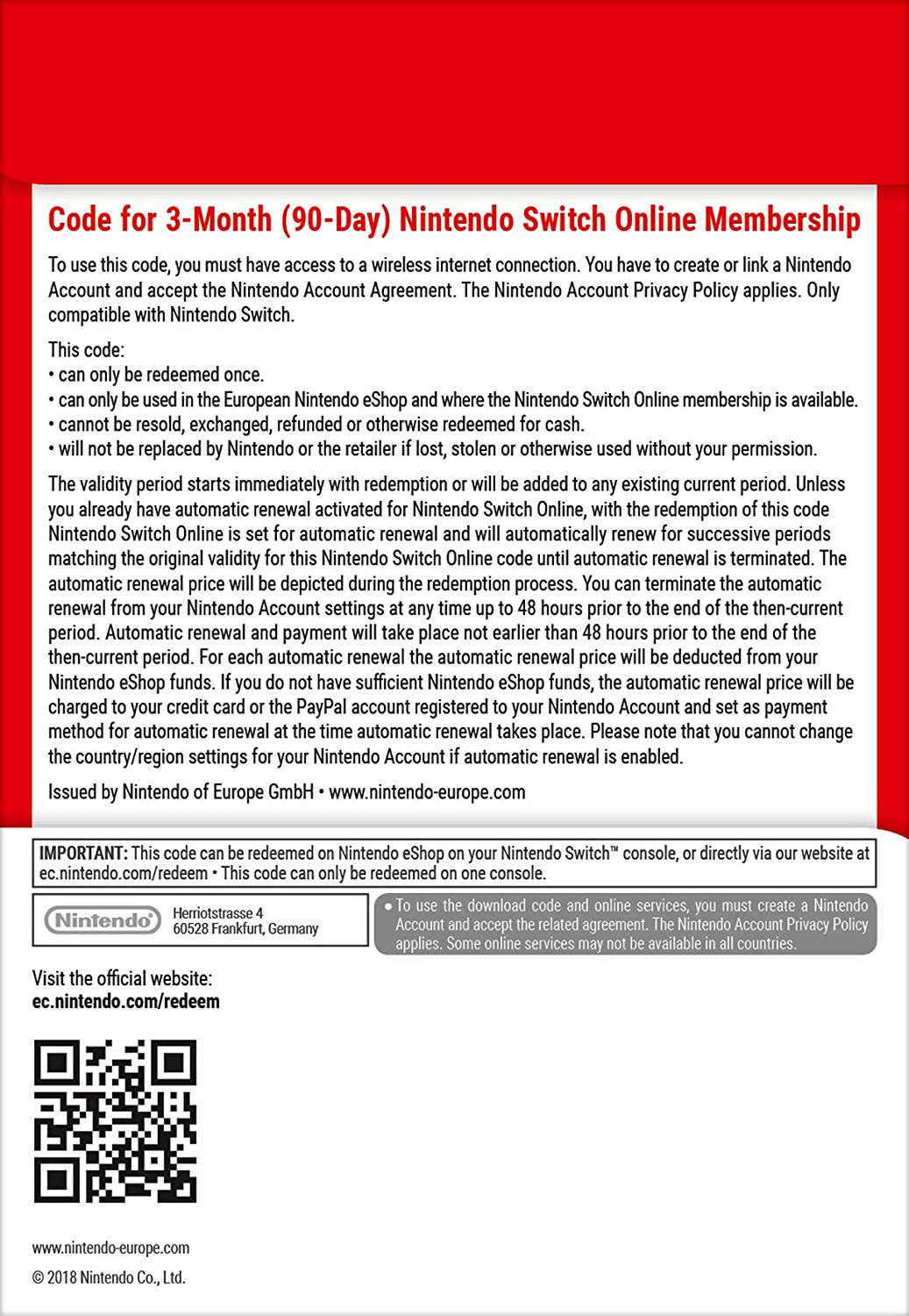 Obrázek ESD 90 dní Switch Online Membership Individual