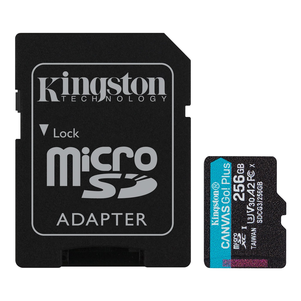Obrázek Kingston Canvas Go Plus A2/micro SDXC/256GB/170MBps/UHS-I U3 / Class 10/+ Adaptér