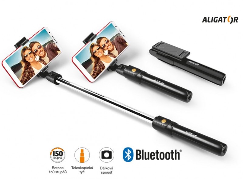 Obrázek Bluetooth selfie tyč ALIGATOR HA12, černá
