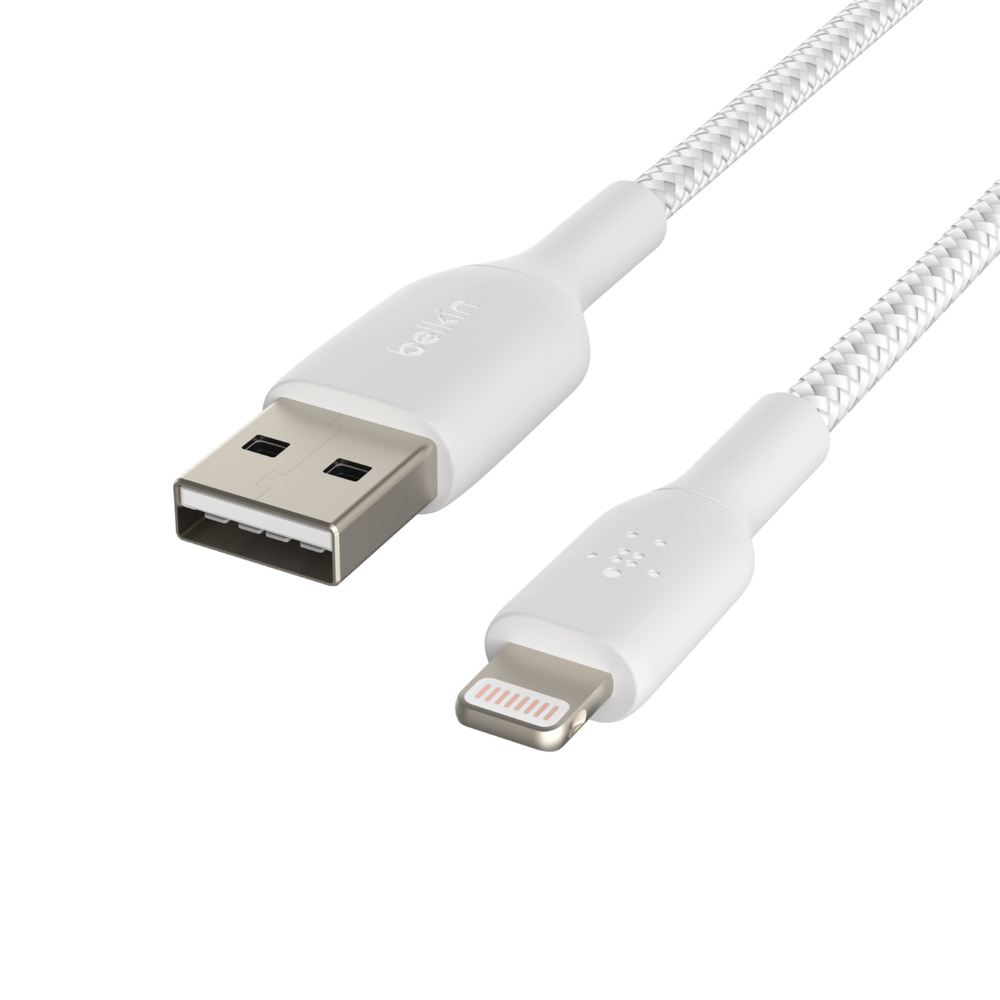 Obrázek BELKIN kabel oplétaný USB-A - Lightning, 2m, bílý