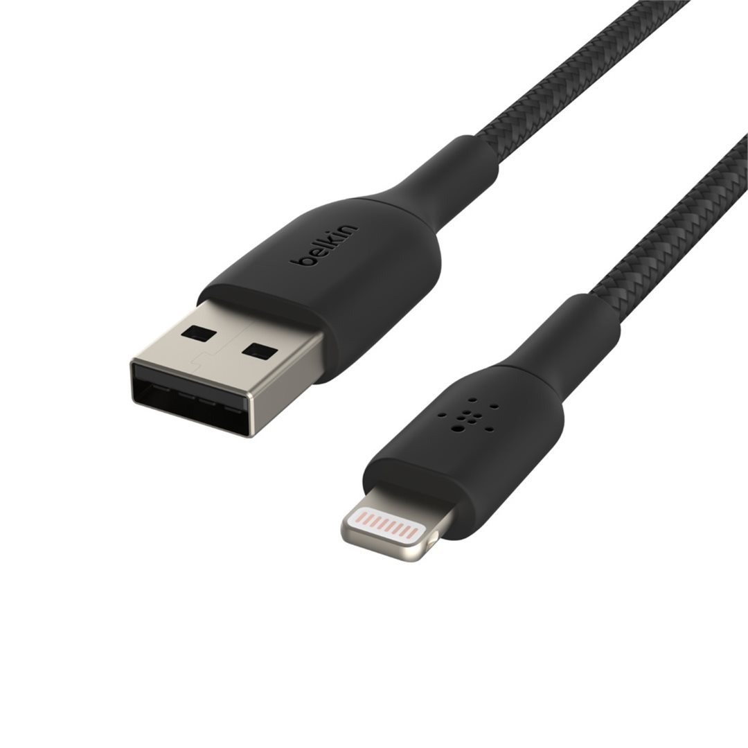 Obrázek BELKIN kabel oplétaný USB-A - Lightning, 2m, černý