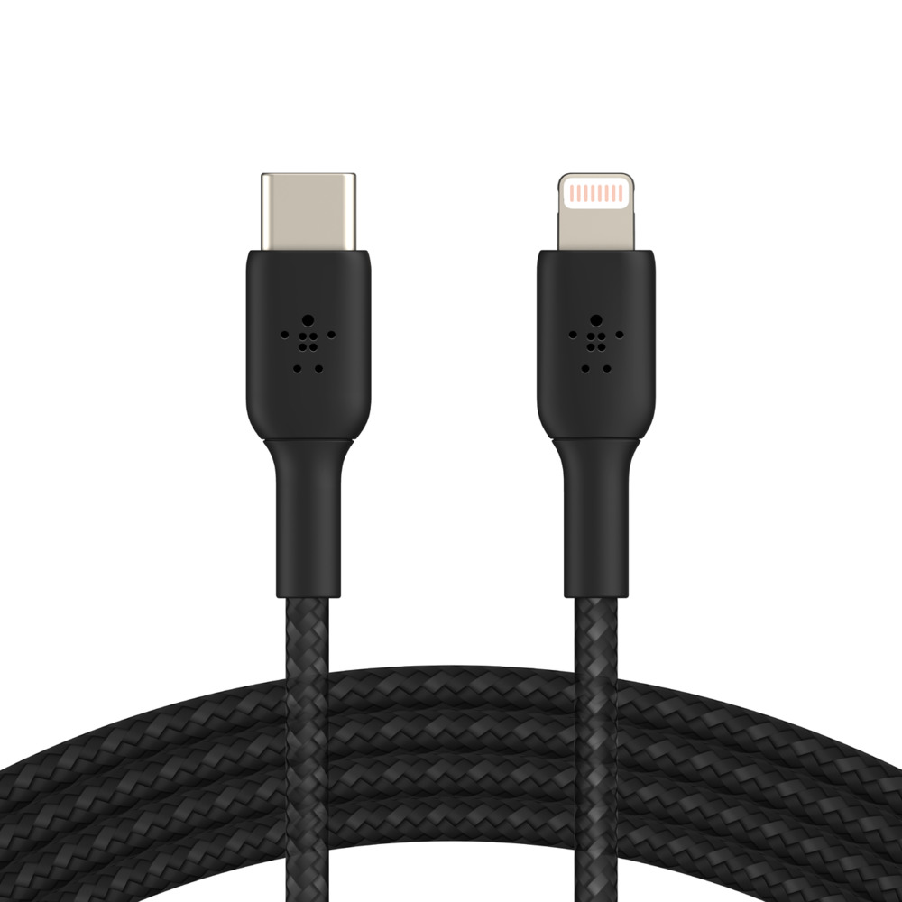 Obrázek BELKIN kabel oplétaný USB-C - Lightning, 1m, černý