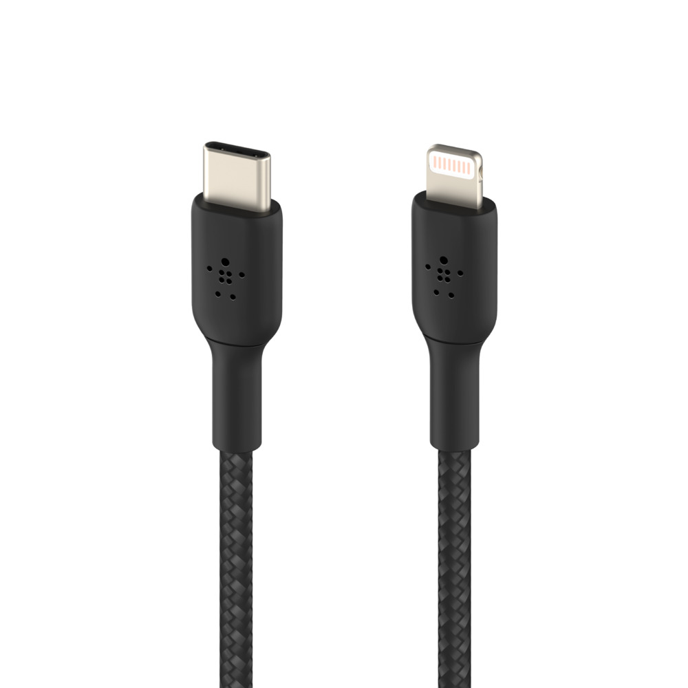 Obrázek BELKIN kabel oplétaný USB-C - Lightning, 1m, černý