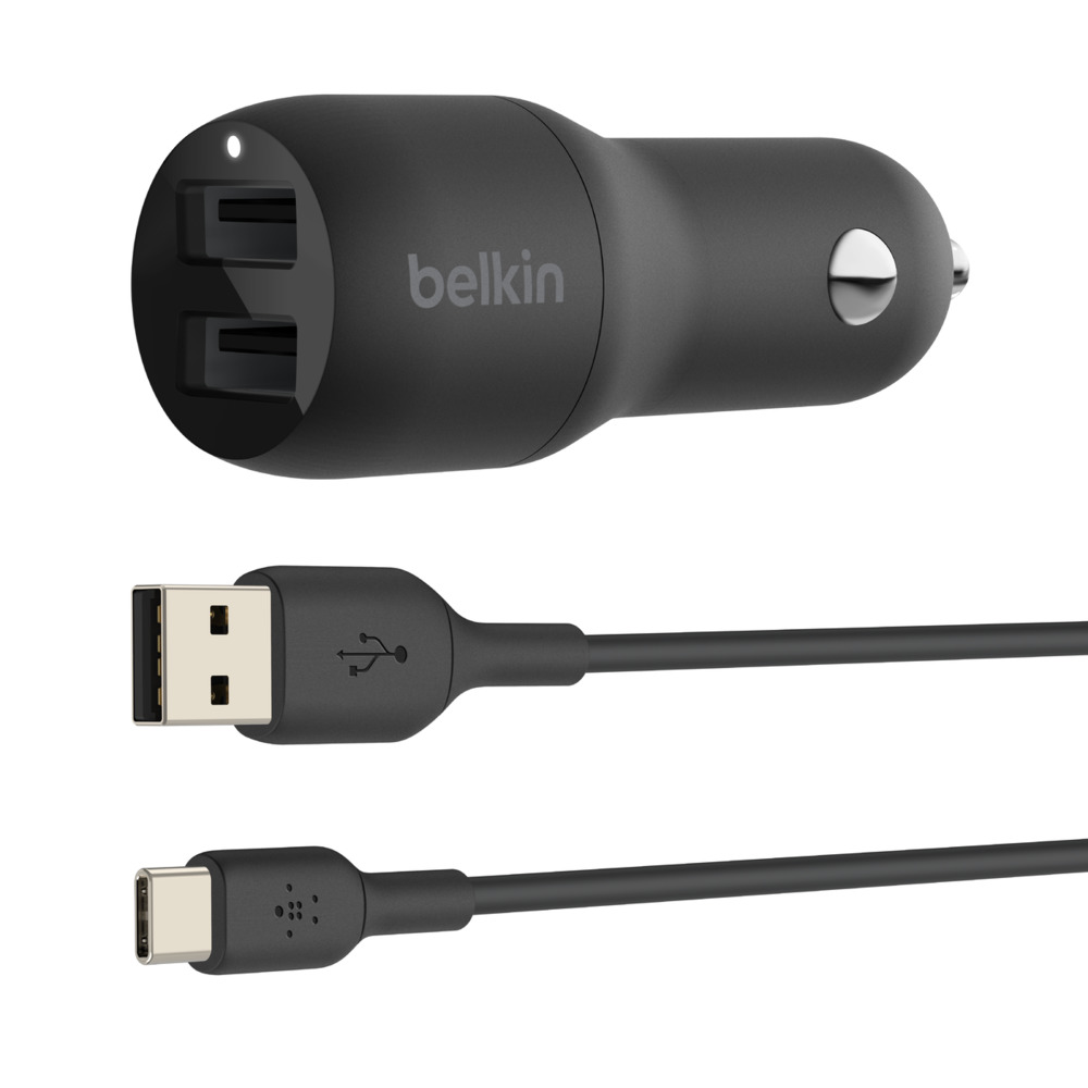 Obrázek BELKIN Dual USB-A auto nabíječka 24W + USB-C kabel